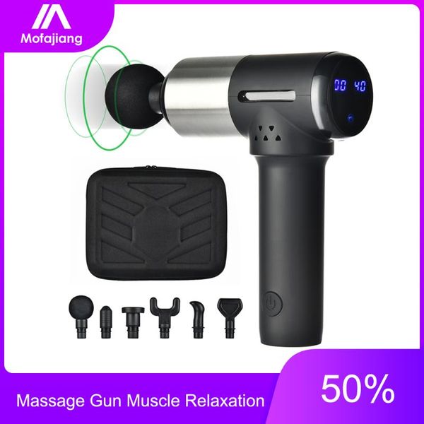 massage gun muscle relaxation lcd display deep tissue stimulation exercising body pain relief speed adjustment 6 heads
massage gun muscle relaxation lcd display deep tissue stimulation exercising body pain relief speed adjustment 6 heads