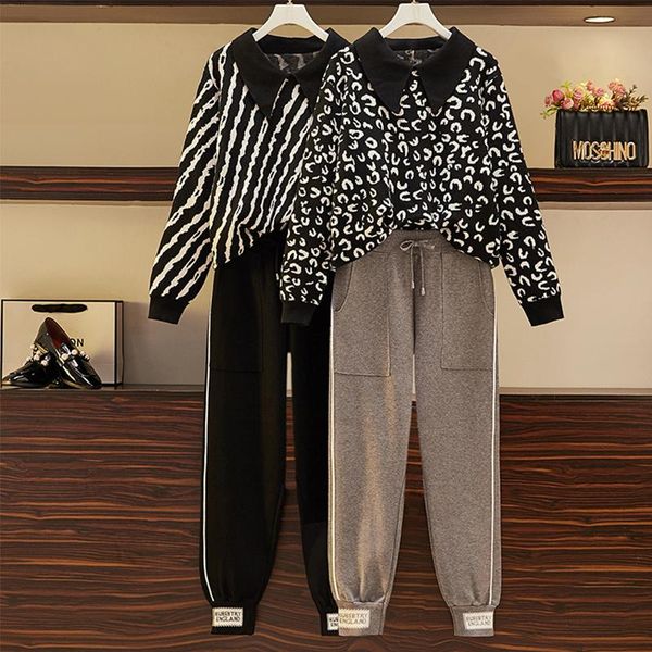 women's tracksuits money rain make large size ladies zebra loose knit two-piece fat younger sister show thin meat suit, Gray
women's tracksuits money rain make large size ladies zebra loose knit two-piece fat younger sister show thin meat suit, Gray