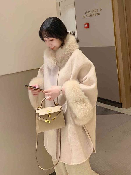 women's wool & blends winter 100% coat real fur collar cloak korean s and jackets clothing manteau femme hiver wpy1490, Black
women's wool & blends winter 100% coat real fur collar cloak korean s and jackets clothing manteau femme hiver wpy1490, Black
