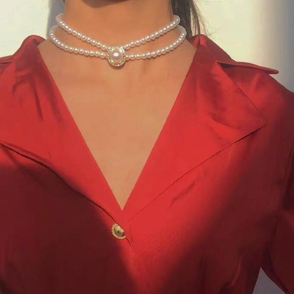 chokers summer simple pearl necklace double retro temperament small fresh diamond crystal short clavicle, Golden;silver
chokers summer simple pearl necklace double retro temperament small fresh diamond crystal short clavicle, Golden;silver