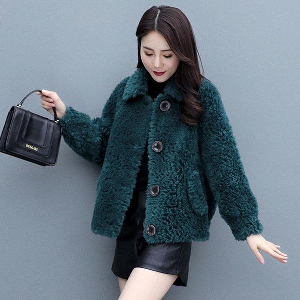 women's wool & blends women 2021 autumn winter outwear faux lamb fur short coat jacket loose korean fashion solid crop female overcoat, Black
women's wool & blends women 2021 autumn winter outwear faux lamb fur short coat jacket loose korean fashion solid crop female overcoat, Black