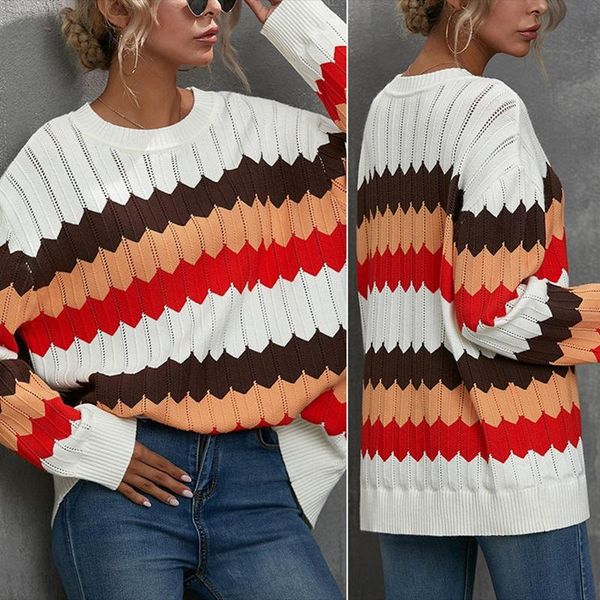 women's sweaters fashion casual striped contrast color round neck knit sweater red, White;black
women's sweaters fashion casual striped contrast color round neck knit sweater red, White;black
