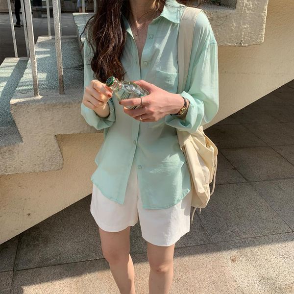 women's blouses & shirts alien kitty 2021 summer elegance long sleeves loose single breasted chic all match lady fashion solid, White
women's blouses & shirts alien kitty 2021 summer elegance long sleeves loose single breasted chic all match lady fashion solid, White