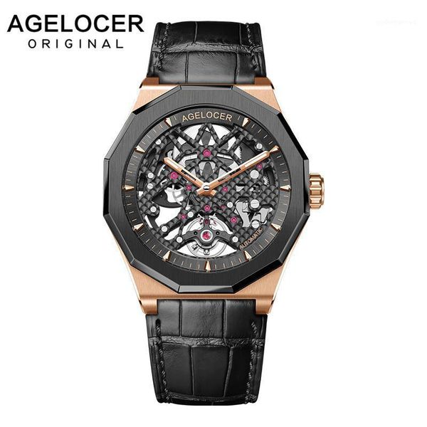 agelocer luxury gold watch mechanical self-wind skeleton sport waterproof leather strap men's automatic 6001h1 wristwatches, Slivery;brown
agelocer luxury gold watch mechanical self-wind skeleton sport waterproof leather strap men's automatic 6001h1 wristwatches, Slivery;brown