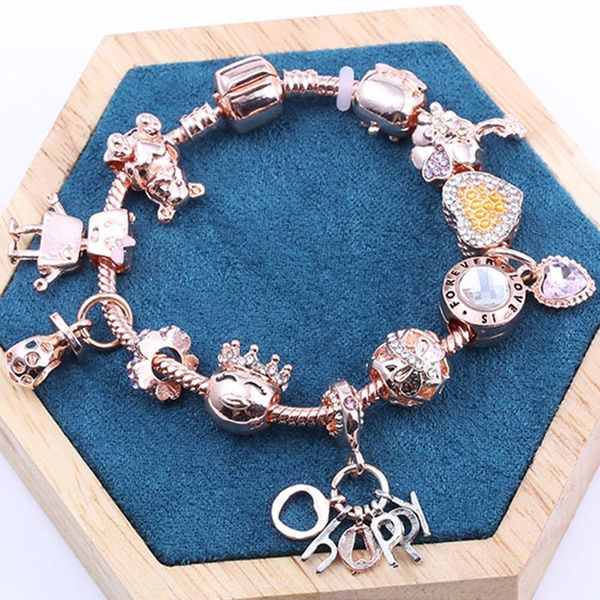 charm bracelets baopon happy pendant with rose gold beads & snake chain bangles for women kids year jewelry gift, Golden;silver
charm bracelets baopon happy pendant with rose gold beads & snake chain bangles for women kids year jewelry gift, Golden;silver