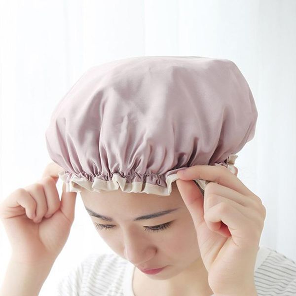 1pcs lovely thick women shower satin hats hair cover waterproof bathing cap bathroom products durable caps
1pcs lovely thick women shower satin hats hair cover waterproof bathing cap bathroom products durable caps