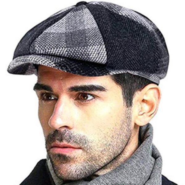 berets women men felt autumn winter hat thick warm octagonal sboy cap retro plaid beret, Blue;gray
berets women men felt autumn winter hat thick warm octagonal sboy cap retro plaid beret, Blue;gray