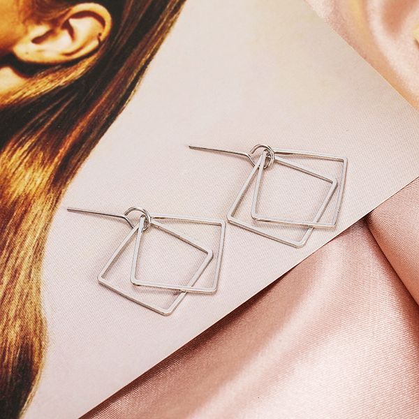 studs earrings japanese and korean fashion personality versatile minimalist hollow out geometric diamond square for women, Golden;silver
studs earrings japanese and korean fashion personality versatile minimalist hollow out geometric diamond square for women, Golden;silver