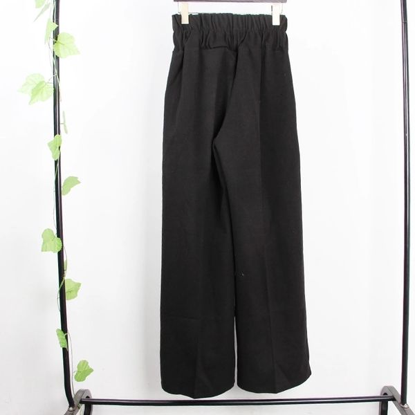 european and american street fashion women's elastic waist thick wide leg trousers, Black;white
european and american street fashion women's elastic waist thick wide leg trousers, Black;white