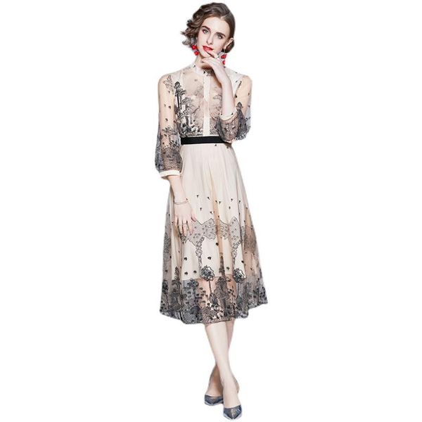 casual dresses lukaxsikax 2021 spring autumn women elegant slim party long dress mesh embroidery vintage, Black;gray
casual dresses lukaxsikax 2021 spring autumn women elegant slim party long dress mesh embroidery vintage, Black;gray