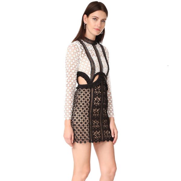 dresses summer self portrait runway women long sleeve lace patchwork dew waist hollow out bodycon mini party, Black;gray
dresses summer self portrait runway women long sleeve lace patchwork dew waist hollow out bodycon mini party, Black;gray