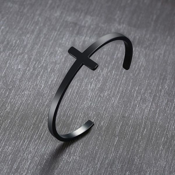 black cross open bangle men's stainless steel glossy and women's wristband 2021 jewelry wholesale
black cross open bangle men's stainless steel glossy and women's wristband 2021 jewelry wholesale