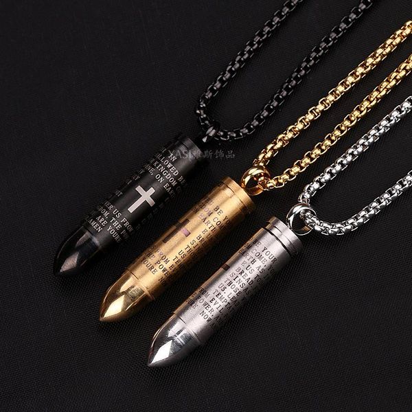 pendant necklaces jewelry on the neck male accessories mens stainless steel steampunk chain scripture amulet, Silver
pendant necklaces jewelry on the neck male accessories mens stainless steel steampunk chain scripture amulet, Silver
