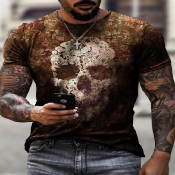 white skull pattern men's 3d printed t-shirt visual impact party shirt punk goth round neck high-quality american muscle style short sl, White;black
white skull pattern men's 3d printed t-shirt visual impact party shirt punk goth round neck high-quality american muscle style short sl, White;black