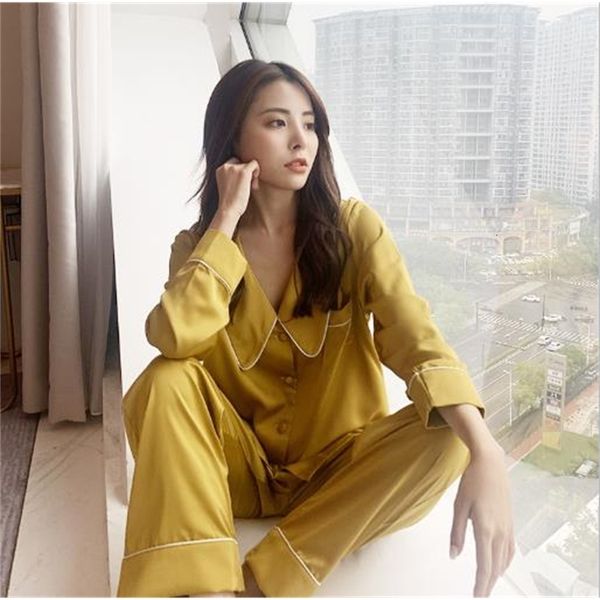 women's sleepwear 2021 temperament pajamas women vintage lapel sleepwear set casual loose silk satin homewear pijamas 2 pieces pyjamas, Black;red
women's sleepwear 2021 temperament pajamas women vintage lapel sleepwear set casual loose silk satin homewear pijamas 2 pieces pyjamas, Black;red
