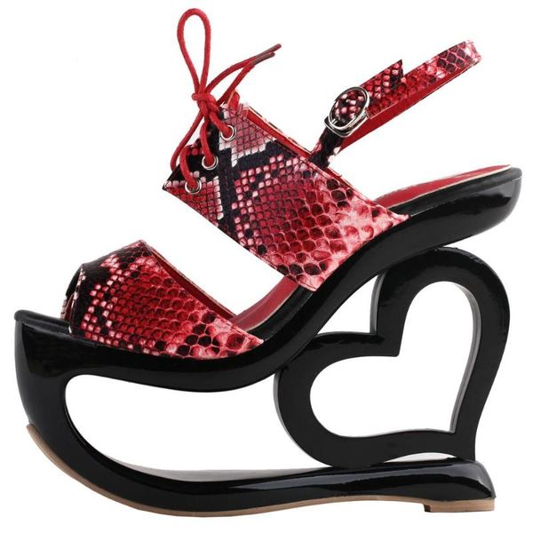 dress shoes lf40222 show story retro lace-up snake skin print heart heel wedge evening platform sandals, Black
dress shoes lf40222 show story retro lace-up snake skin print heart heel wedge evening platform sandals, Black