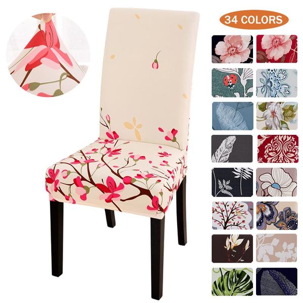 chair covers flower series cover for dining room banquet el kitchen spandex stretch print removable washable seat decor