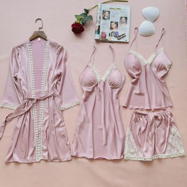 women's sleepwear lace pyjamas pour femme satin pajamas sets women outfits summer loungewear v-neck home wear kimono robe gown wit, Black;red
women's sleepwear lace pyjamas pour femme satin pajamas sets women outfits summer loungewear v-neck home wear kimono robe gown wit, Black;red