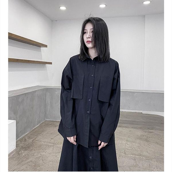women's blouses & shirts large single breasted loose fitting shirt 2021 spring and versatile pocket design, White
women's blouses & shirts large single breasted loose fitting shirt 2021 spring and versatile pocket design, White