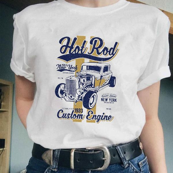 women's t-shirt vintage 90s rod car t shirt aesthetic harajuku cotton short sleeve summer graphic tee casual streetwear for female, White
women's t-shirt vintage 90s rod car t shirt aesthetic harajuku cotton short sleeve summer graphic tee casual streetwear for female, White