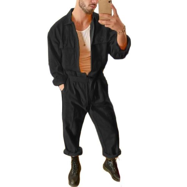 men's pants fashion cargo uniform solid color lapel long sleeve street pocket jumpsuit 2021 loose punk casual, Black
men's pants fashion cargo uniform solid color lapel long sleeve street pocket jumpsuit 2021 loose punk casual, Black