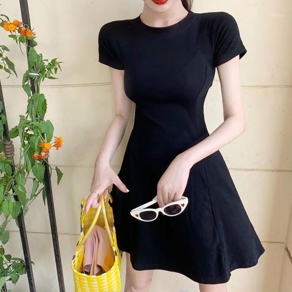 women fashion dress slim summer o-neck short sleeve mini clothes casual a-line black pink green above knee solid dresses, Black;gray
women fashion dress slim summer o-neck short sleeve mini clothes casual a-line black pink green above knee solid dresses, Black;gray