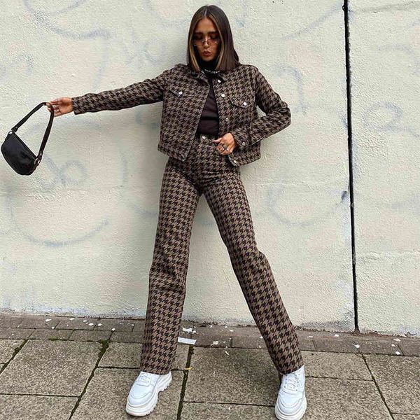 autumn and winter fashion y2k houndstooth plaid vintage blazer or pants set women button turn down collar elegant overcoat sets 210419, White
autumn and winter fashion y2k houndstooth plaid vintage blazer or pants set women button turn down collar elegant overcoat sets 210419, White