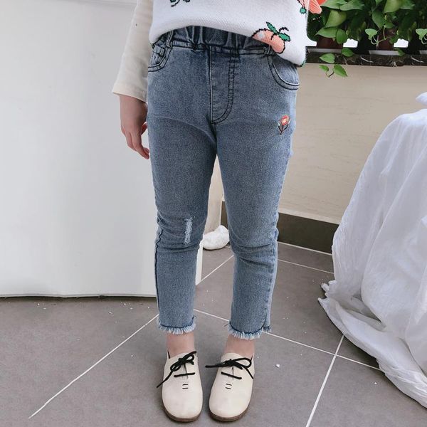 jeans embroidery flower for girls fall autumn children hole broken kid denim pants 2 4 5 6 7 8 years, Blue
jeans embroidery flower for girls fall autumn children hole broken kid denim pants 2 4 5 6 7 8 years, Blue