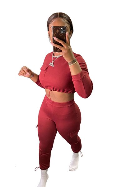 long sleeve crew neck multi pocket womens two piece sets solid color fashion casual women tracksuits, Gray
long sleeve crew neck multi pocket womens two piece sets solid color fashion casual women tracksuits, Gray