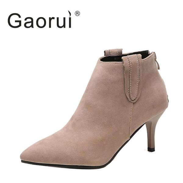 woman point-toe thin-heel british style faux suede shoes after zipper solid color boots dress, Black
woman point-toe thin-heel british style faux suede shoes after zipper solid color boots dress, Black