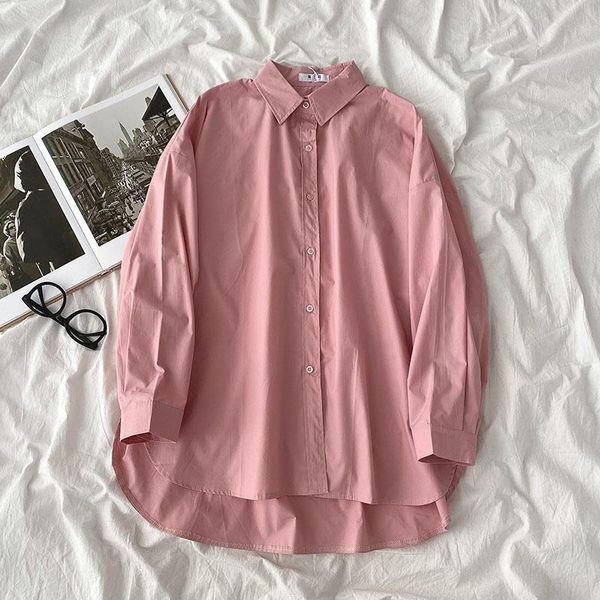 women's blouses & shirts solid loose casual women summer 2021 turn-down collar long-sleeved all match female outwear, White
women's blouses & shirts solid loose casual women summer 2021 turn-down collar long-sleeved all match female outwear, White