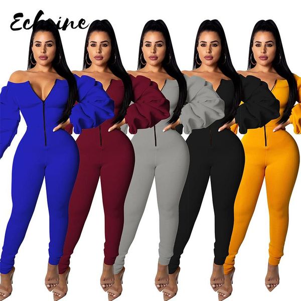 women's jumpsuits & rompers echoine slash neck off shoulder long puff sleeve jumpsuit women autumn casual front zipper up fashion overa, Black;white
women's jumpsuits & rompers echoine slash neck off shoulder long puff sleeve jumpsuit women autumn casual front zipper up fashion overa, Black;white