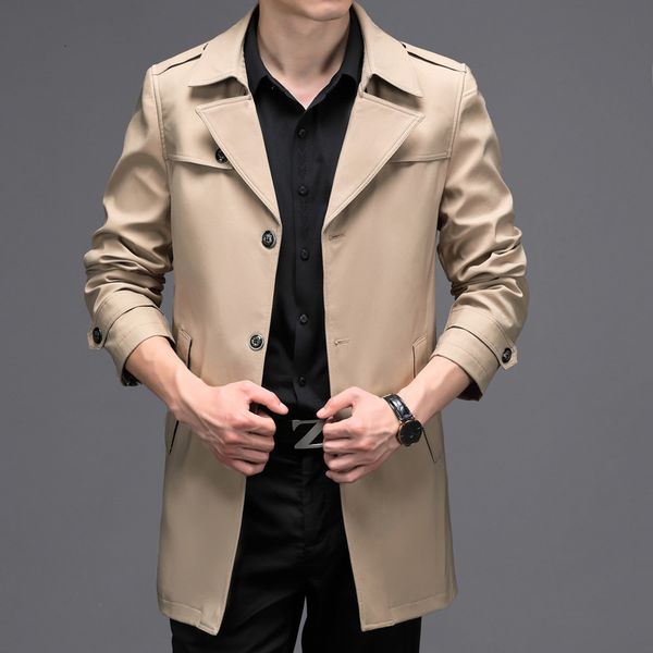 2021 spring and autumn lapel medium long thin windbreaker large busins casual british men's coat, Tan;black
2021 spring and autumn lapel medium long thin windbreaker large busins casual british men's coat, Tan;black