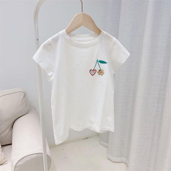 21 spring and summer new children a cotton white cherry embroidery t-shirt round neck short sleeve, Blue;red
21 spring and summer new children a cotton white cherry embroidery t-shirt round neck short sleeve, Blue;red