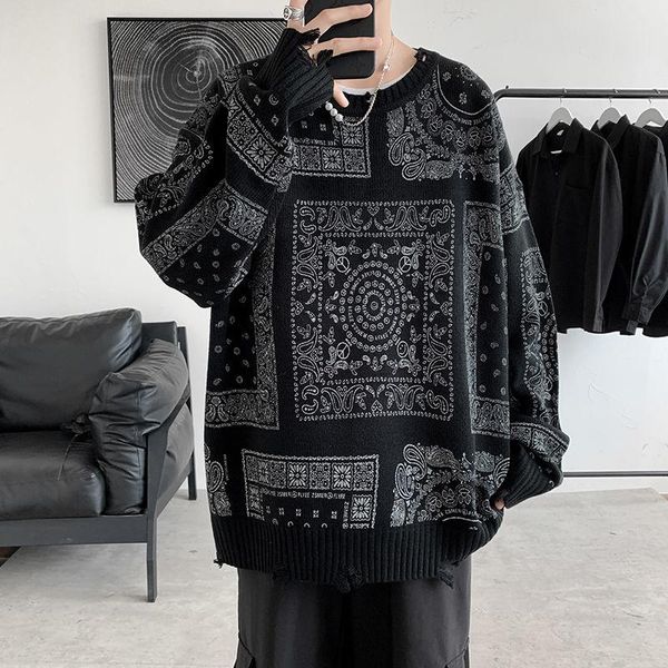 men's sweaters inxyz 2021 retro sweater chinese style pattern printing casual oversize knitted women spring autumn pullover, White;black
men's sweaters inxyz 2021 retro sweater chinese style pattern printing casual oversize knitted women spring autumn pullover, White;black