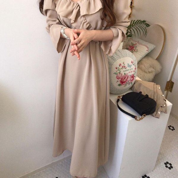casual dresses korean elegant sweet dress one-piece chiffon 2021 spring autumn women v-neck ruffled lace-up long sleeve, Black;gray
casual dresses korean elegant sweet dress one-piece chiffon 2021 spring autumn women v-neck ruffled lace-up long sleeve, Black;gray