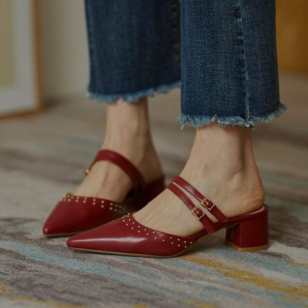 dress shoes kmeioo genuine leather slingback pumps pointed toe block heels shallow mule sandals slip-on slippers slides, Black
dress shoes kmeioo genuine leather slingback pumps pointed toe block heels shallow mule sandals slip-on slippers slides, Black