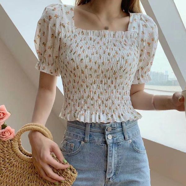 women's blouses & shirts women printed crop femmel fashion short sleeve blouse ladies summer vintage chic, White
women's blouses & shirts women printed crop femmel fashion short sleeve blouse ladies summer vintage chic, White