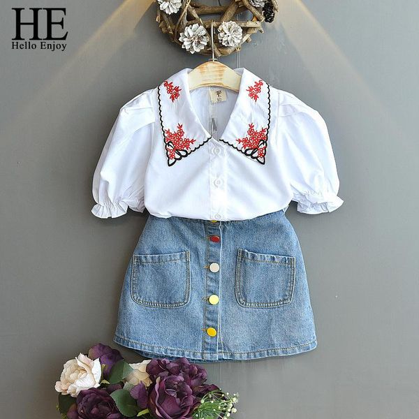 hello enjoy summer girl clothing sets princess sleeve + denim short skirt two-piece suit children baby kids clothes, White
hello enjoy summer girl clothing sets princess sleeve + denim short skirt two-piece suit children baby kids clothes, White