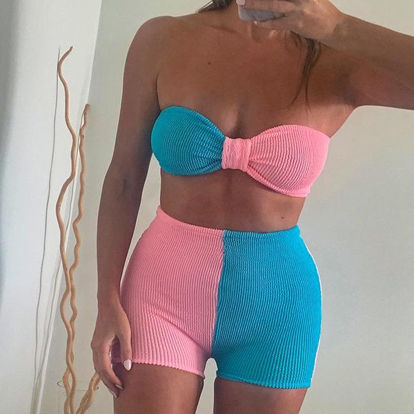 women's tracksuits patchwork two piece set women strapless wrap chest tube crop cami and skinny shorts summer lounge wear matching, Gray
women's tracksuits patchwork two piece set women strapless wrap chest tube crop cami and skinny shorts summer lounge wear matching, Gray