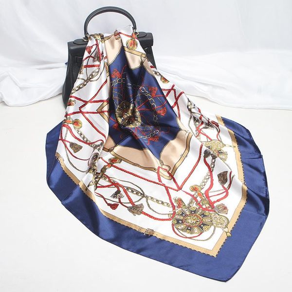 scarves fxaass bandana women hijab square scarf fashion ladies retro luxury silk shawl print chain 90*90cm cape muslim headscarf, Blue;gray
scarves fxaass bandana women hijab square scarf fashion ladies retro luxury silk shawl print chain 90*90cm cape muslim headscarf, Blue;gray