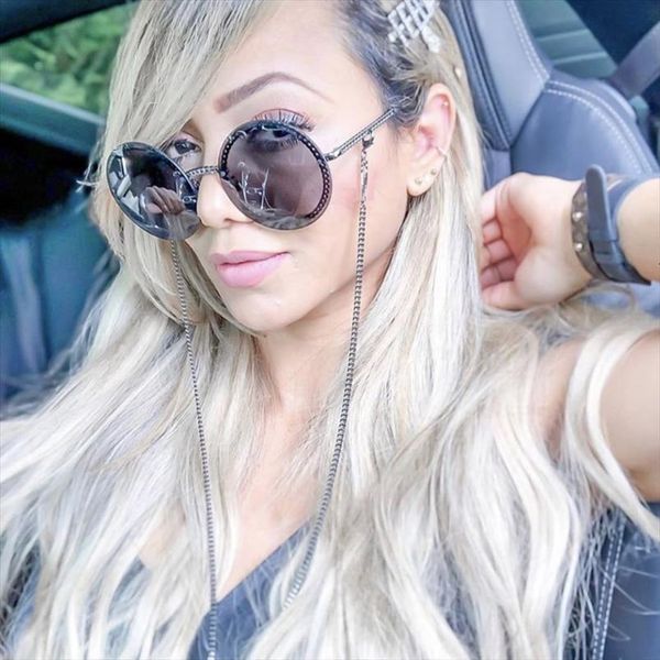 trendy classic round chain sunglasses women brand design vintage retro circle sun glasses female rimless shades, White;black
trendy classic round chain sunglasses women brand design vintage retro circle sun glasses female rimless shades, White;black