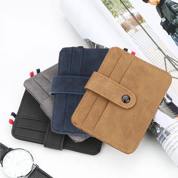 card holders retro button purse men's leather thin slim business wallet id holder, Brown;gray
card holders retro button purse men's leather thin slim business wallet id holder, Brown;gray