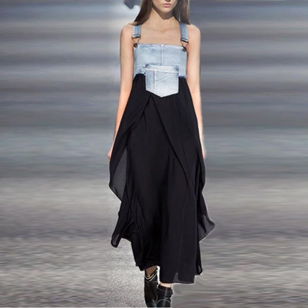 casual dresses women summer dress jeans splicing chiffon strap ruffles plus size party sukienki vestidos robe femme, Black;gray
casual dresses women summer dress jeans splicing chiffon strap ruffles plus size party sukienki vestidos robe femme, Black;gray