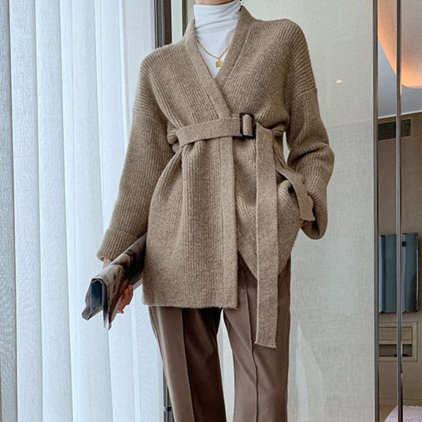 sweater coat women's lazy style loose knit cardigan versatile temperament medium and long top, Black;brown
sweater coat women's lazy style loose knit cardigan versatile temperament medium and long top, Black;brown