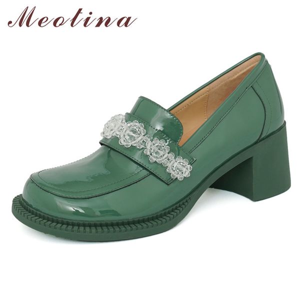 meotina genuine leather thick heels shoes women high heel pumps round toe crystal fashion footwear ladies party shoes autumn 40 210520, Black
meotina genuine leather thick heels shoes women high heel pumps round toe crystal fashion footwear ladies party shoes autumn 40 210520, Black