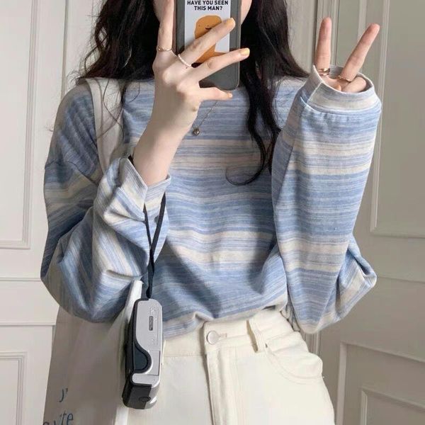 women's t-shirt striped long sleeve womens o-neck korean fashion oversized t shirt loose casual harajuku 2021 autumn y2k tees, White
women's t-shirt striped long sleeve womens o-neck korean fashion oversized t shirt loose casual harajuku 2021 autumn y2k tees, White