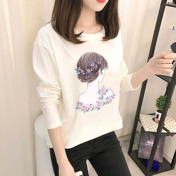 t-shirt long sleeve female students' 2021 spring and autumn new korean loose thin autumn coat, White
t-shirt long sleeve female students' 2021 spring and autumn new korean loose thin autumn coat, White