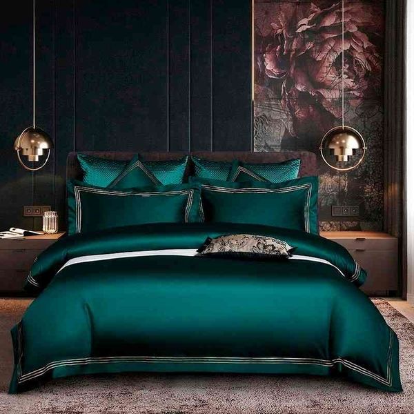 embroidered deep green blue duvet cover premium soft egyptian cotton bedding set /king size 4pcs 1bedsheet 2pillowcases
embroidered deep green blue duvet cover premium soft egyptian cotton bedding set /king size 4pcs 1bedsheet 2pillowcases