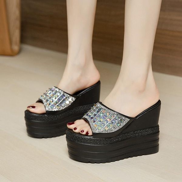 slippers rimocy crystal thick bottom women summer fashion wedges peep toe platform sandals woman casual non slip beach slides, Black
slippers rimocy crystal thick bottom women summer fashion wedges peep toe platform sandals woman casual non slip beach slides, Black